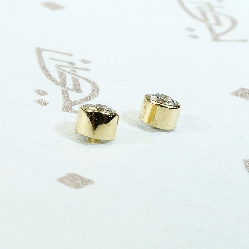 Tiny 14k Gold Bezel Diamond Studs