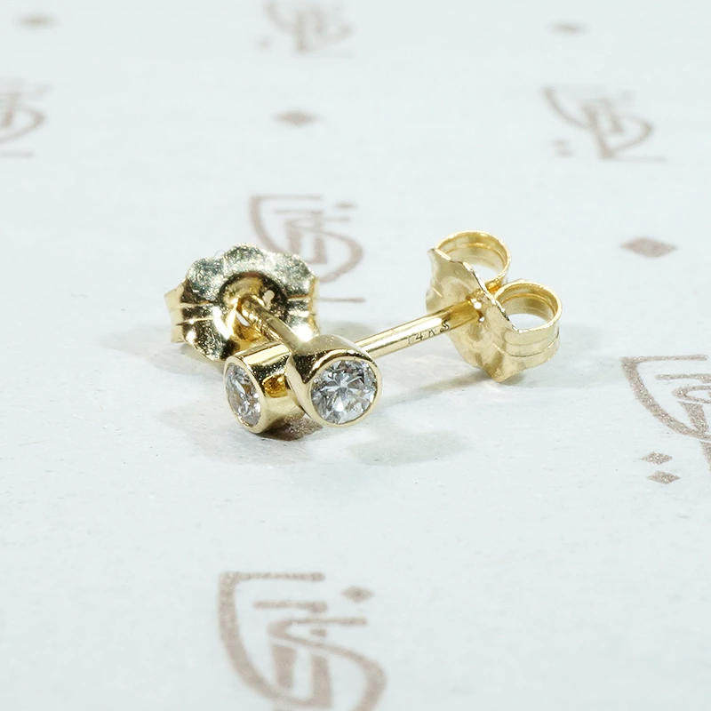 Tiny 14k Gold Bezel Diamond Studs