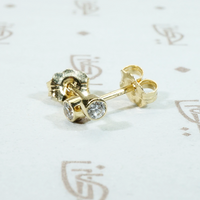 Tiny 14k Gold Bezel Diamond Studs