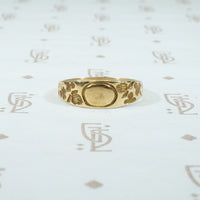 tiny 10k yellow gold signet ring with clover design
