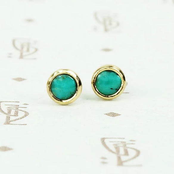 green turquoise recycled gold studs