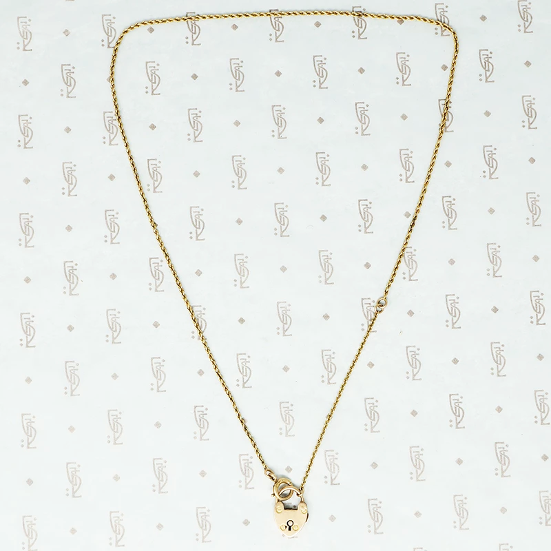 tiny 15ct heart lock necklace