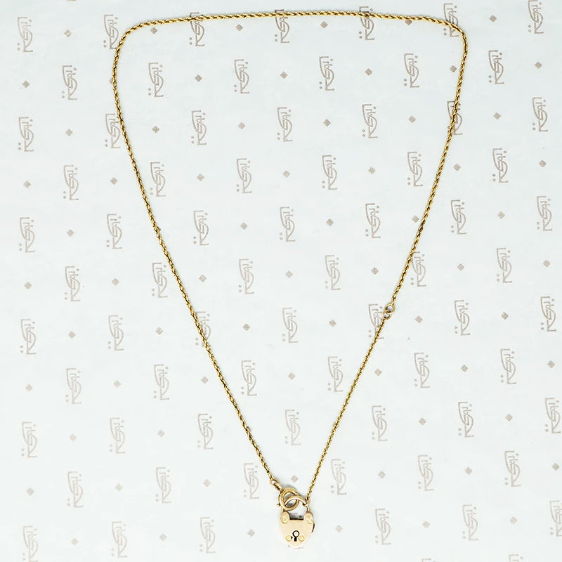 tiny 15ct heart lock necklace