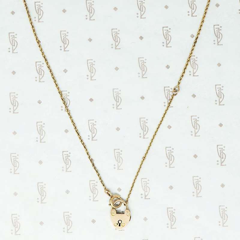 tiny 15ct heart lock necklace