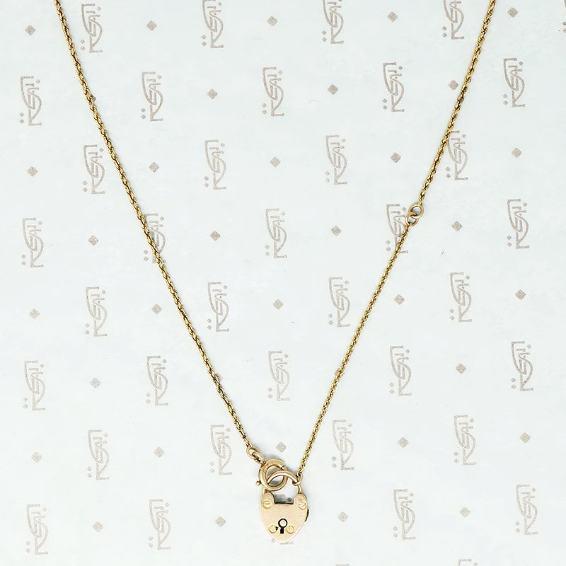 tiny 15ct heart lock necklace