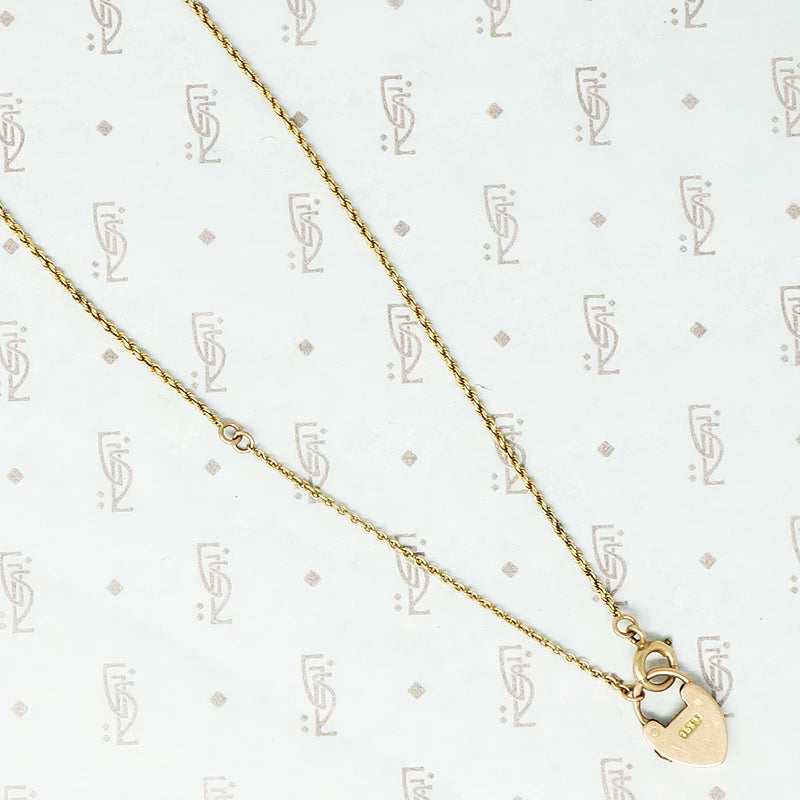 tiny 15ct heart lock necklace reverse