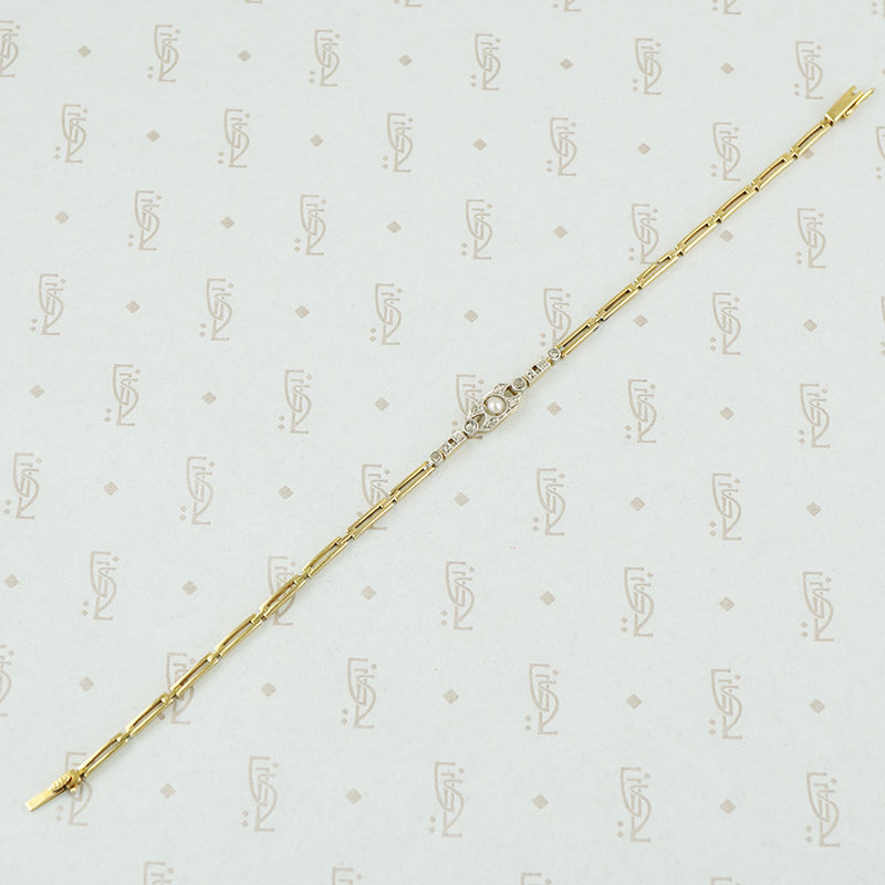 Edwardian Platinum and 18k Gold Bracelet with Rose Cut Diamonds