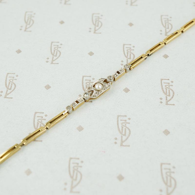 Edwardian Platinum and 18k Gold Bracelet with Rose Cut Diamonds