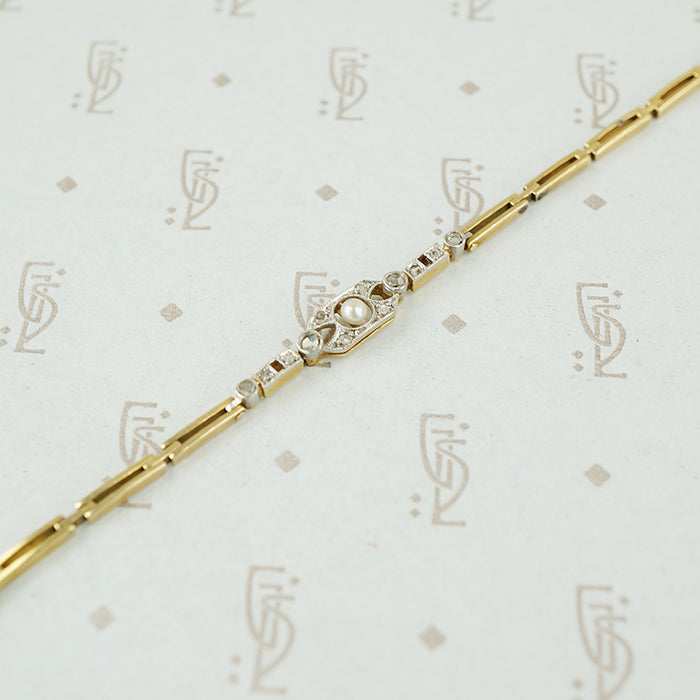 Edwardian Platinum and 18k Gold Bracelet with Rose Cut Diamonds