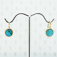 Bright Blue Turquoise and Recycled Gold Earrings