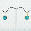 Bright Blue Turquoise and Recycled Gold Earrings