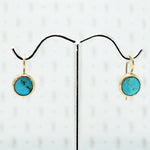 Bright Blue Turquoise and Recycled Gold Earrings
