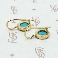 Bright Blue Turquoise and Recycled Gold Earrings