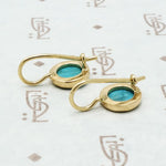 Bright Blue Turquoise and Recycled Gold Earrings