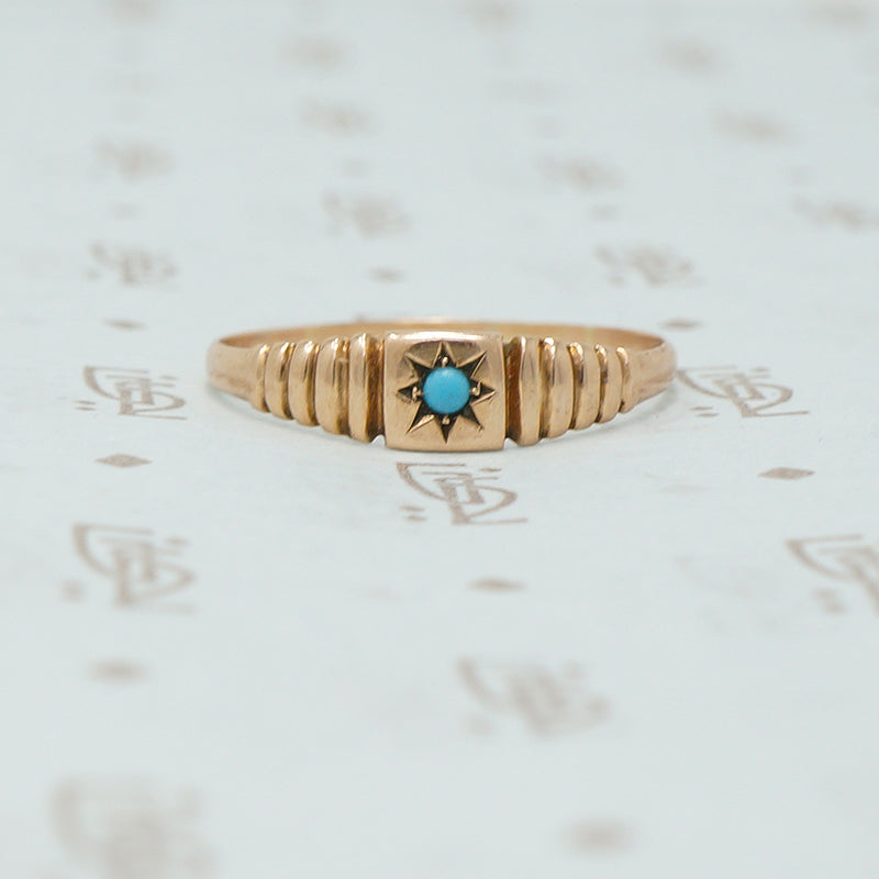rose gold band with turquoise