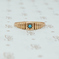 rose gold band with turquoise