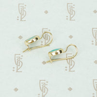 recycled gold and vintage turquoise earrings side view