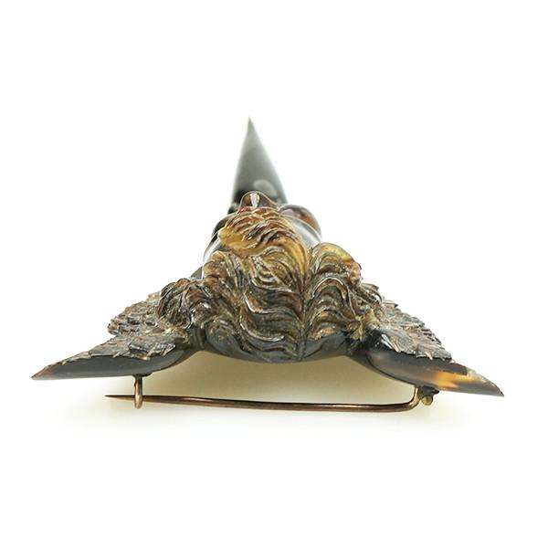 Beautifully Carved Victorian Tortoise Shell Cherub & Urn Brooch