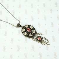 Antique Pink Tourmaline and Pearl Necklace