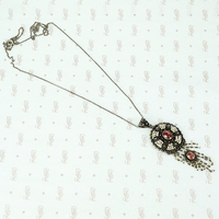 Antique Pink Tourmaline and Pearl Necklace