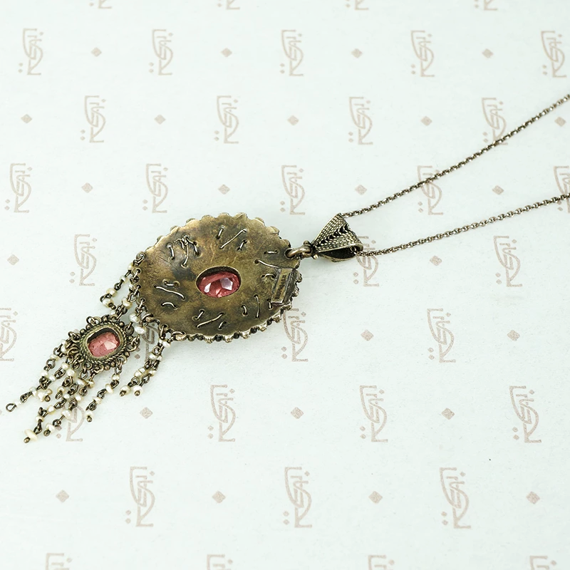 Antique Pink Tourmaline and Pearl Necklace