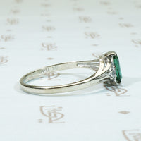 Deep Green Tourmaline Vintage Engagement Ring