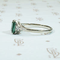 Deep Green Tourmaline Vintage Engagement Ring