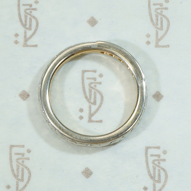 Traub Engraved Platinum Diamond Band c.1915