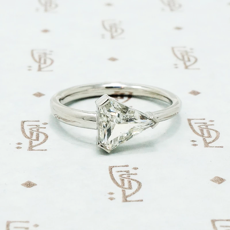 Shield Cut Diamond In Platinum Arrow Ring