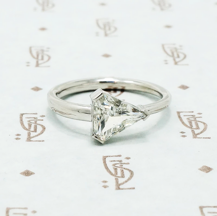 Shield Cut Diamond In Platinum Arrow Ring