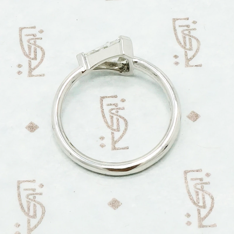 Shield Cut Diamond In Platinum Arrow Ring