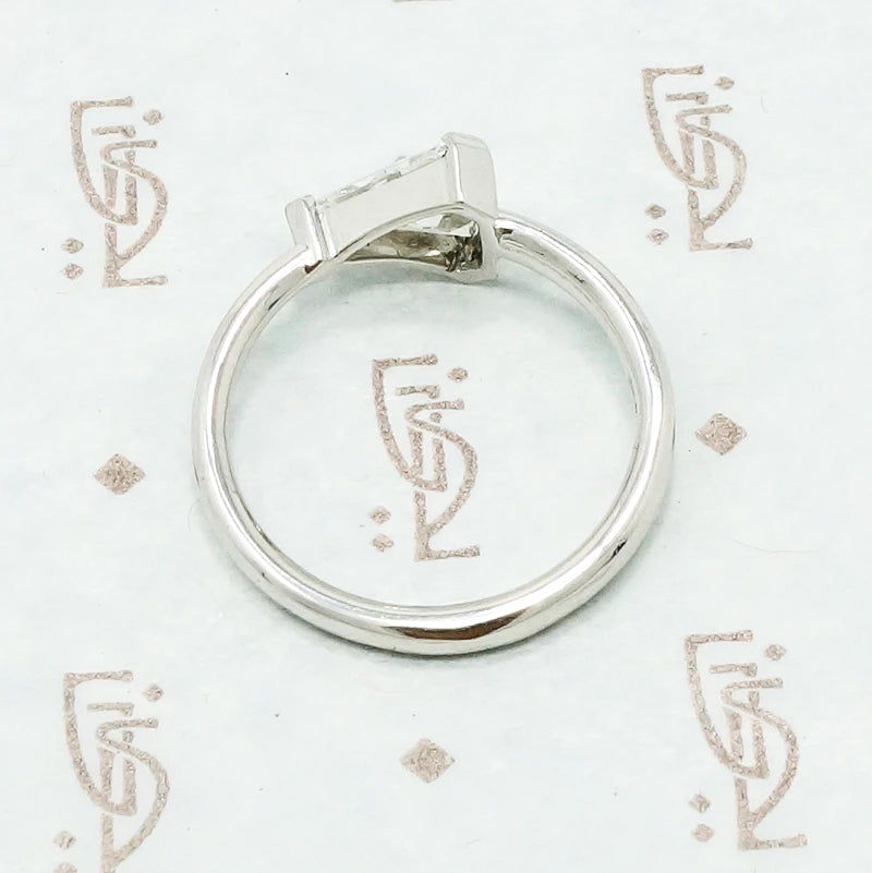 Shield Cut Diamond In Platinum Arrow Ring