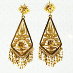 large filigree gold dangly earrings