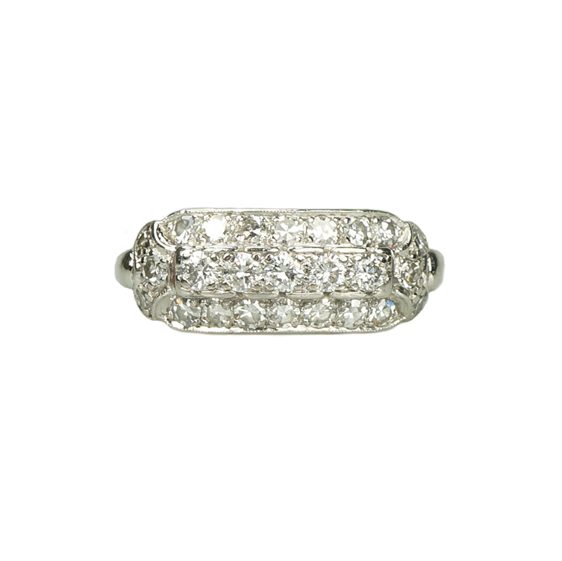 Vintage Platinum Band with 3 Rows of Diamonds
