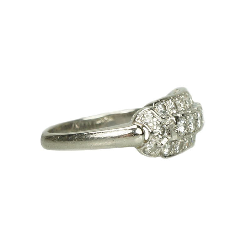 Vintage Platinum Band with 3 Rows of Diamonds