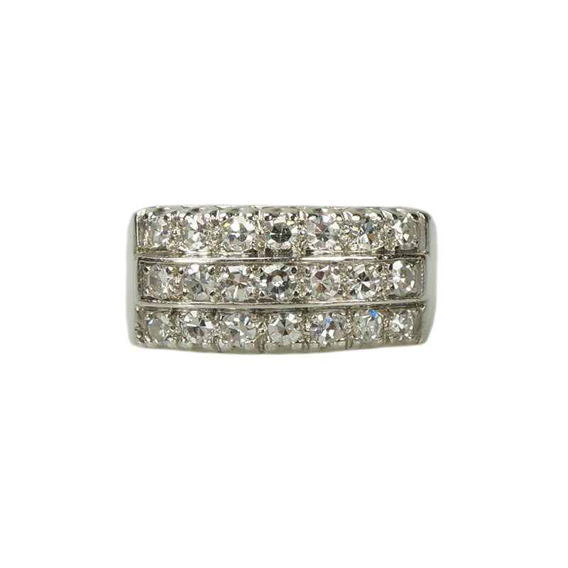 Retro Platinum Triple Row Diamond Band