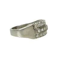 Retro Platinum Triple Row Diamond Band