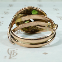 Green Garnet Set Double Snake Ring in Rose Gold