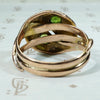 Green Garnet Set Double Snake Ring in Rose Gold