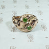 Green Garnet Set Double Snake Ring in Rose Gold