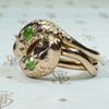 Green Garnet Set Double Snake Ring in Rose Gold