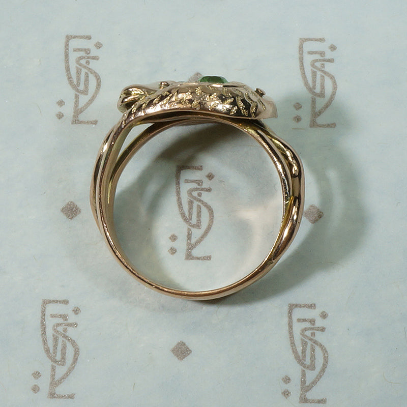 Green Garnet Set Double Snake Ring in Rose Gold