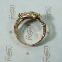 Green Garnet Set Double Snake Ring in Rose Gold
