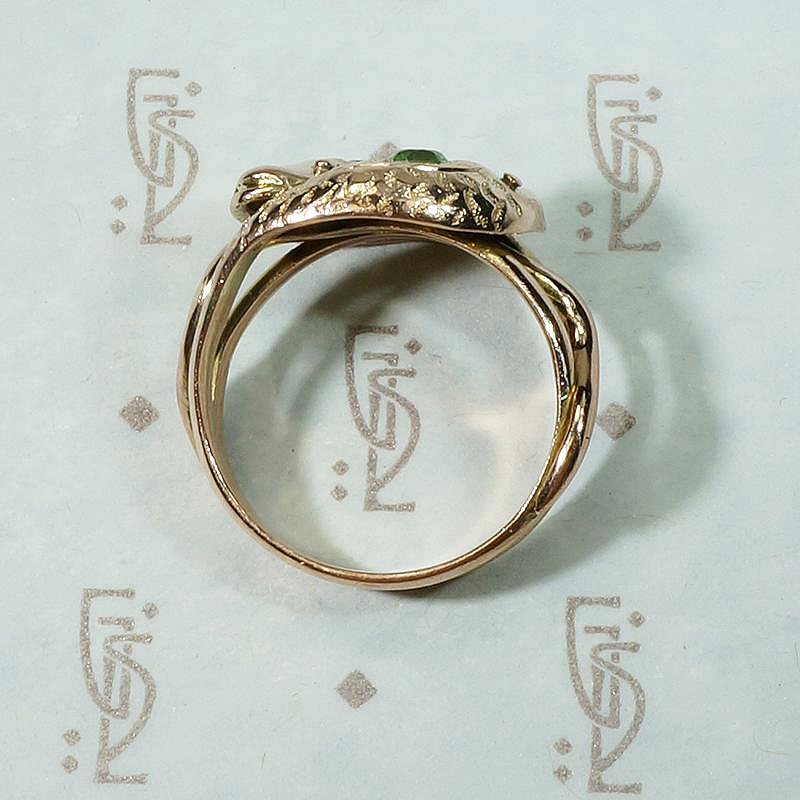 Green Garnet Set Double Snake Ring in Rose Gold