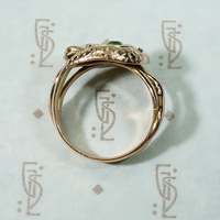 Green Garnet Set Double Snake Ring in Rose Gold