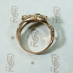 Green Garnet Set Double Snake Ring in Rose Gold