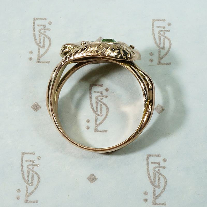 Green Garnet Set Double Snake Ring in Rose Gold