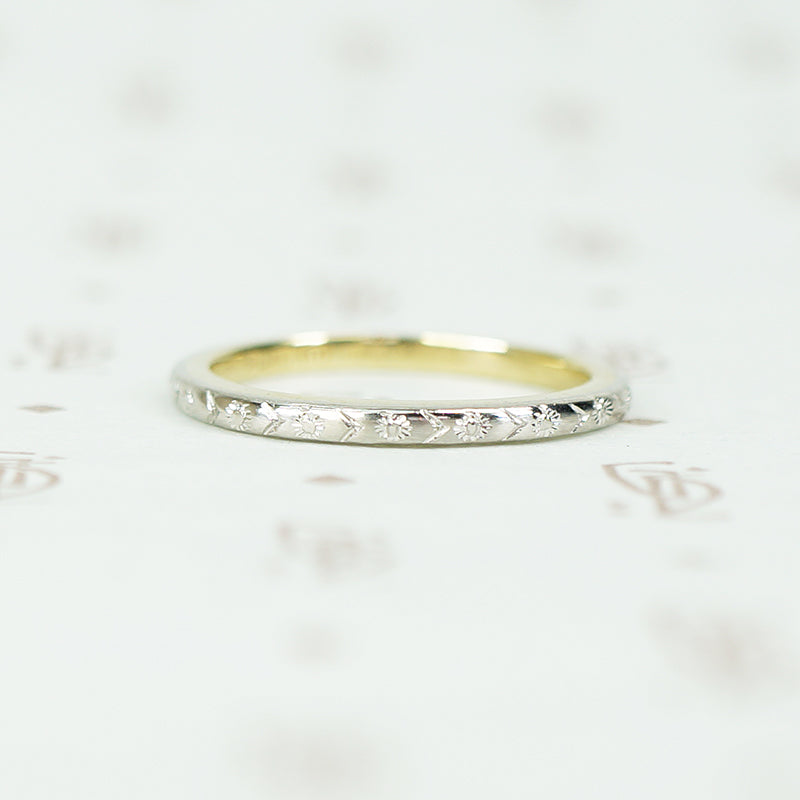 Vintage Edwardian Platinum on 18k Traub Wedding Band
