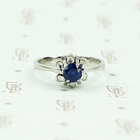 Mid Century Inky-Blue Sapphire Solitaire