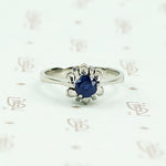 Mid Century Inky-Blue Sapphire Solitaire